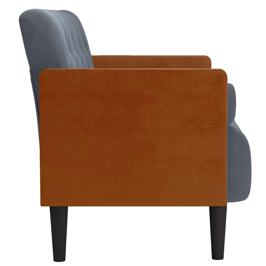 sötétszürke bársony loveseat kanapé párnákkal 110 cm