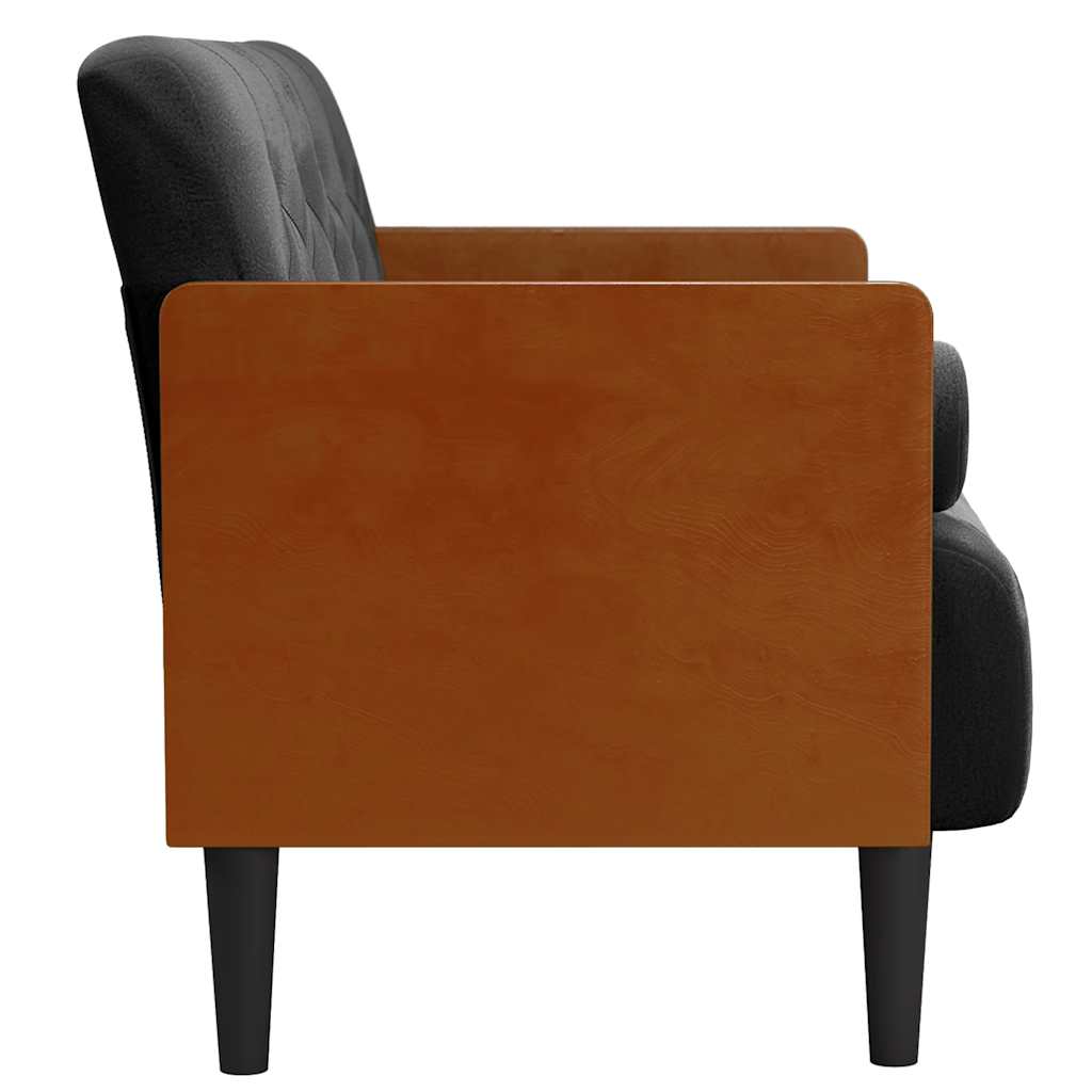 fekete bársony loveseat kanapé párnákkal 110 cm