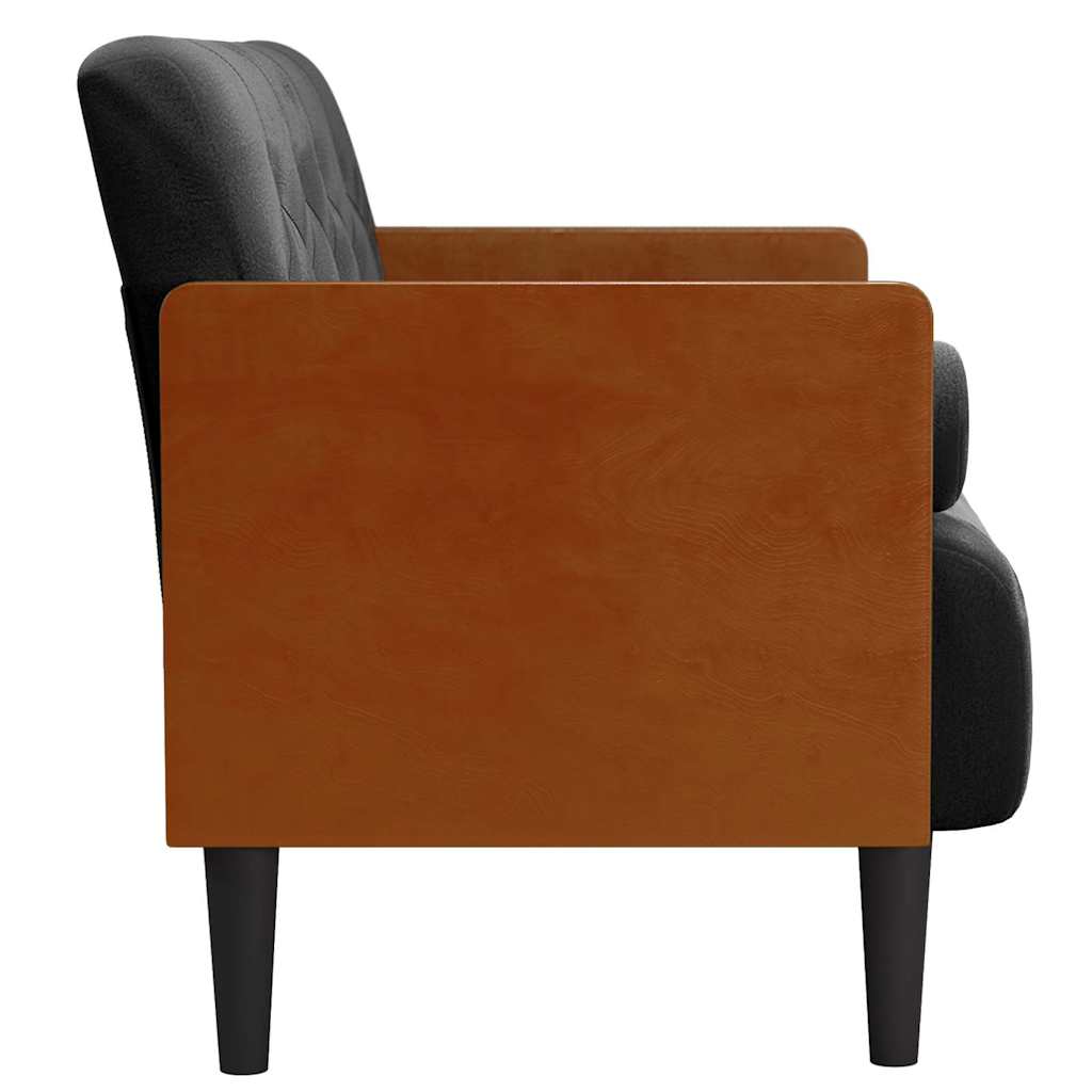 fekete bársony loveseat kanapé párnákkal 110 cm
