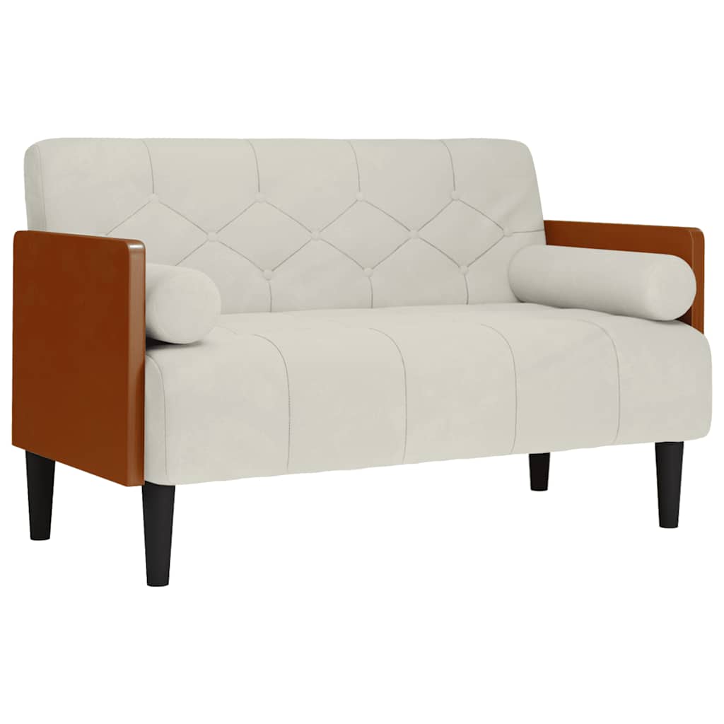 krém bársony loveseat kanapé párnákkal 110 cm