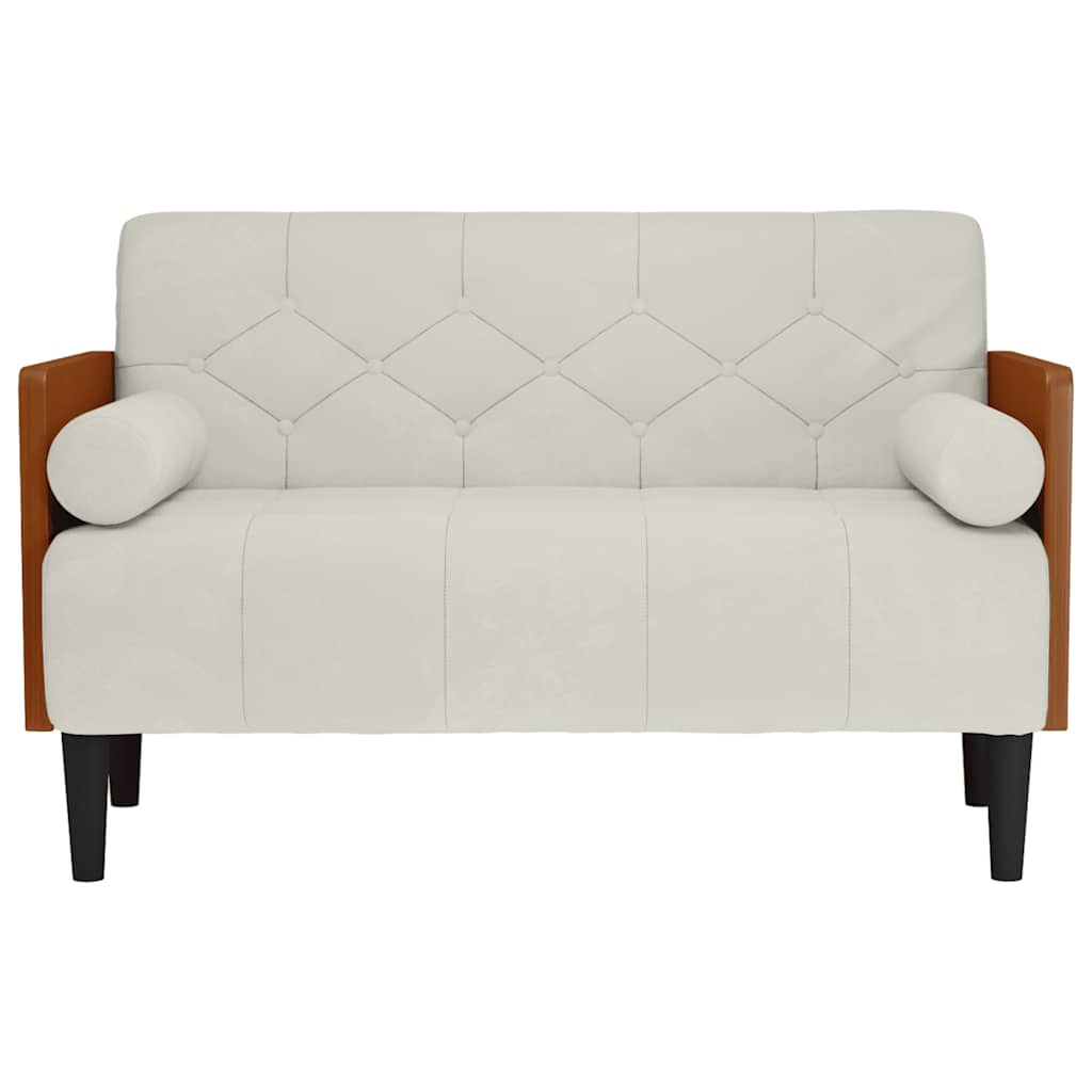 krém bársony loveseat kanapé párnákkal 110 cm