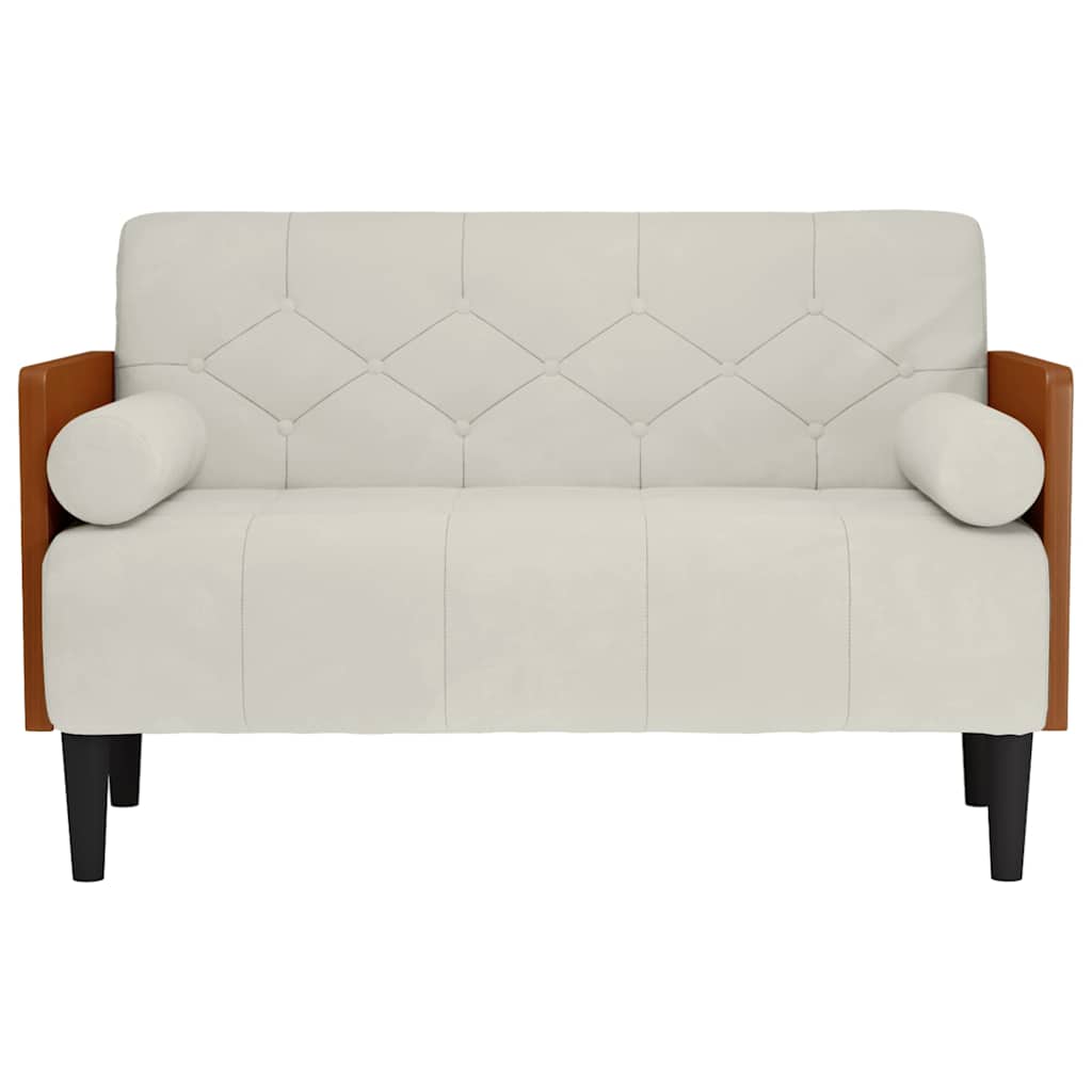 krém bársony loveseat kanapé párnákkal 110 cm