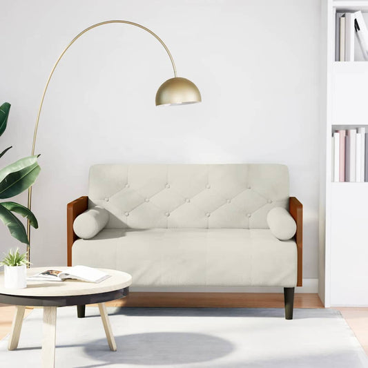 krém bársony loveseat kanapé párnákkal 110 cm