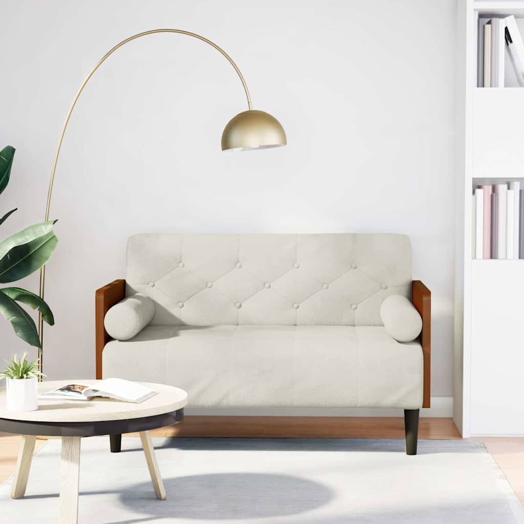 krém bársony loveseat kanapé párnákkal 110 cm