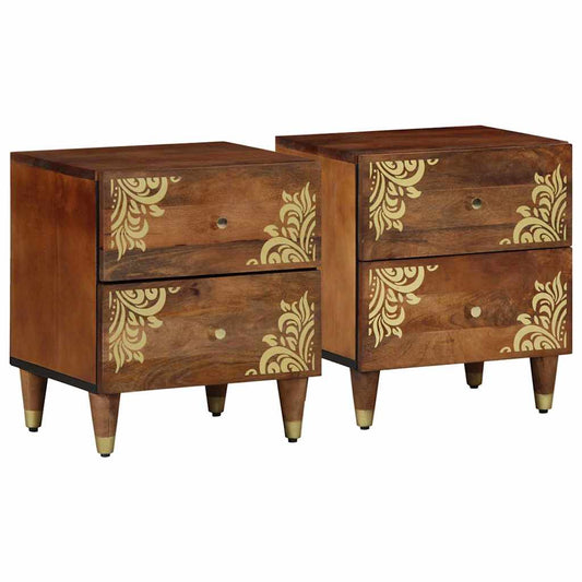 Éjjeliszekrény 2 pcs Méz barna 40 x 33 x 46 cm Tömör Mangófát
