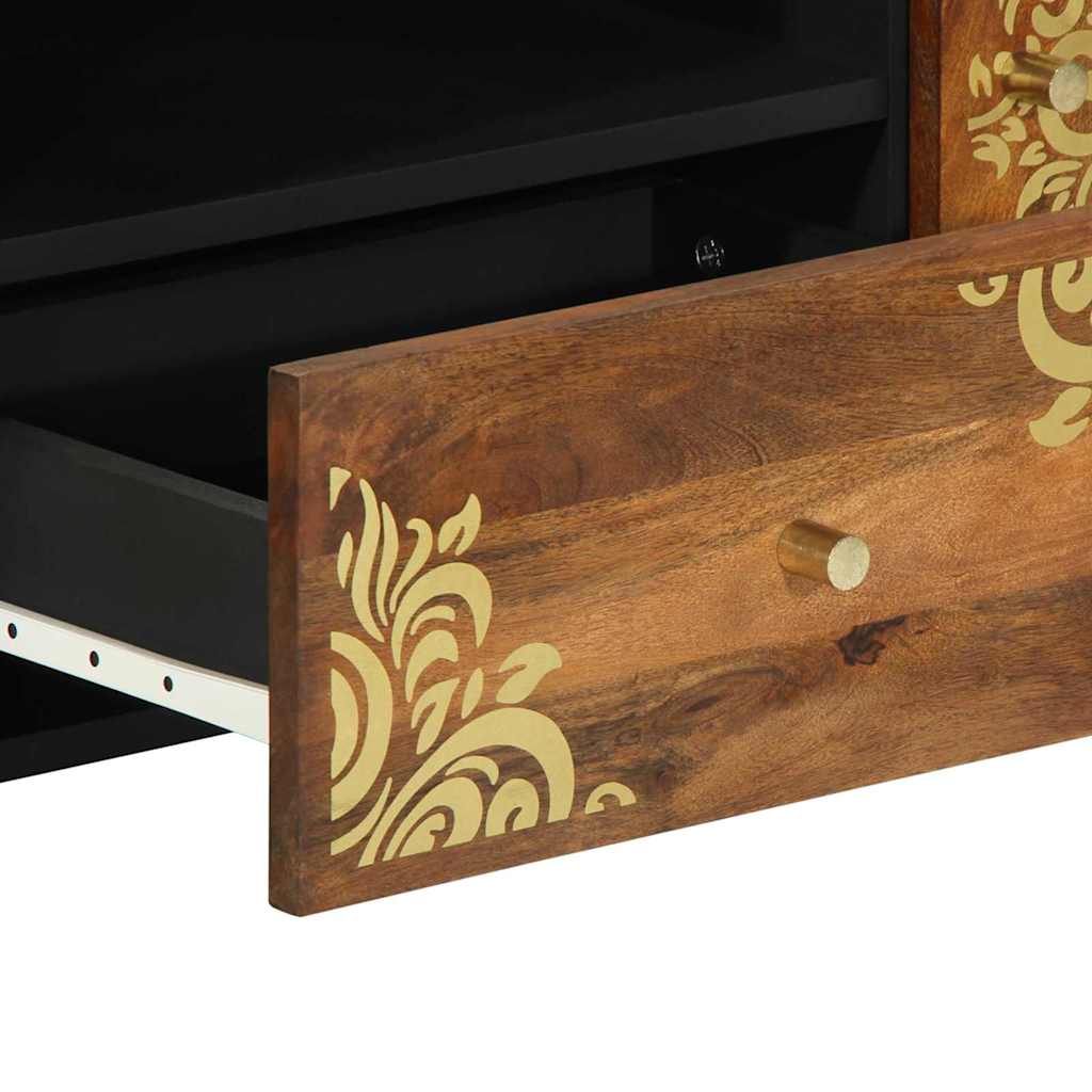 TV szekrény fiókkal Méz barna 105 x 33 x 46 cm Tömör Mangófát