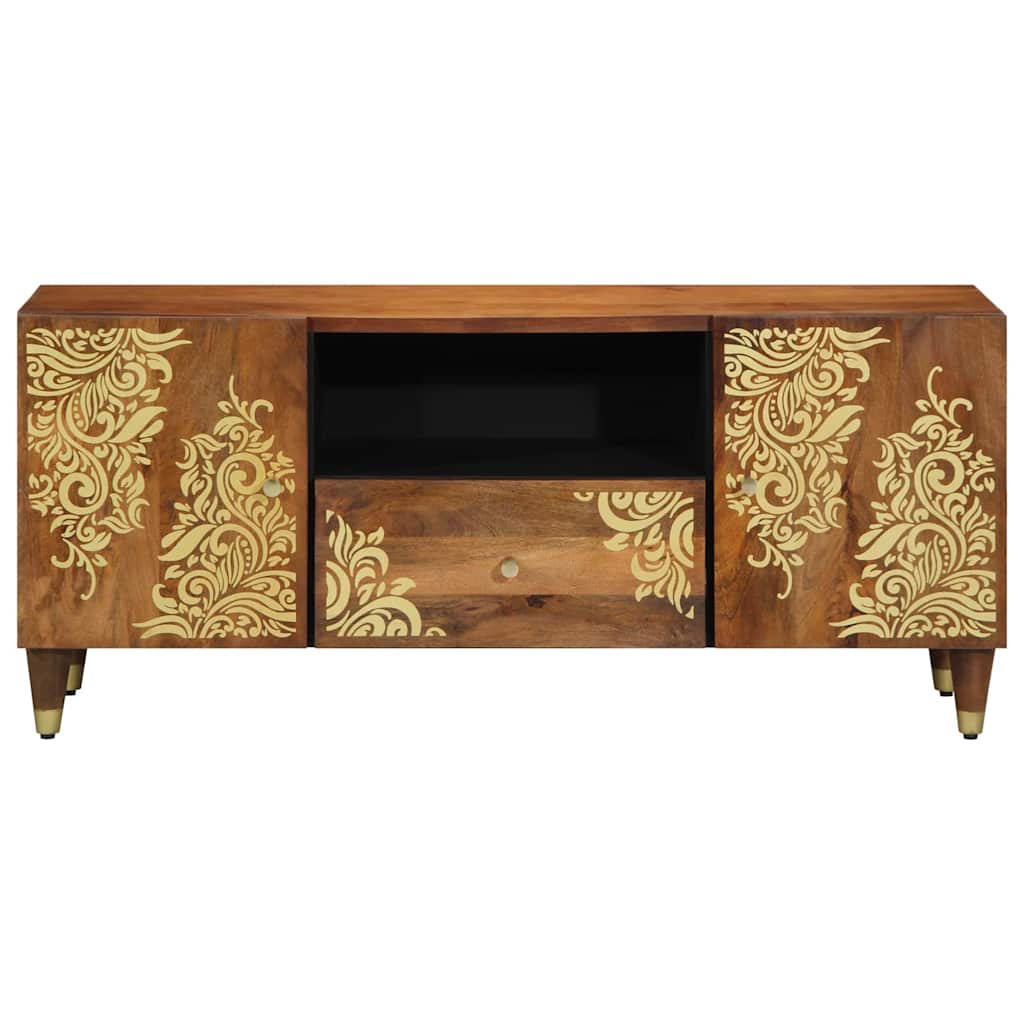 TV szekrény fiókkal Méz barna 105 x 33 x 46 cm Tömör Mangófát
