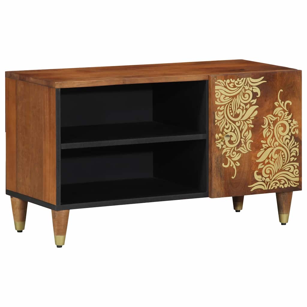 TV szekrény polcokkal Méz barna 80 x 33 x 46 cm Tömör Mangófát
