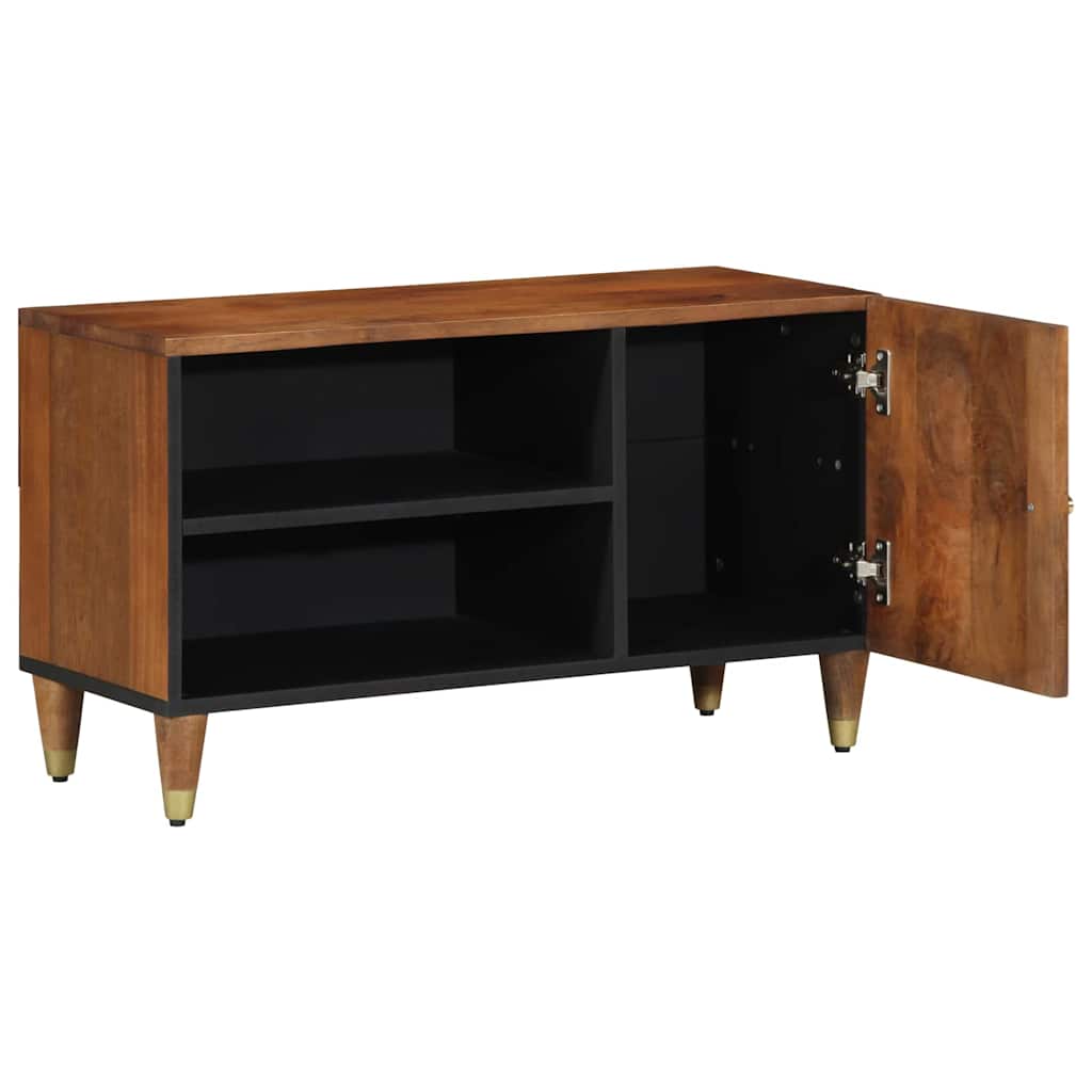 TV szekrény polcokkal Méz barna 80 x 33 x 46 cm Tömör Mangófát