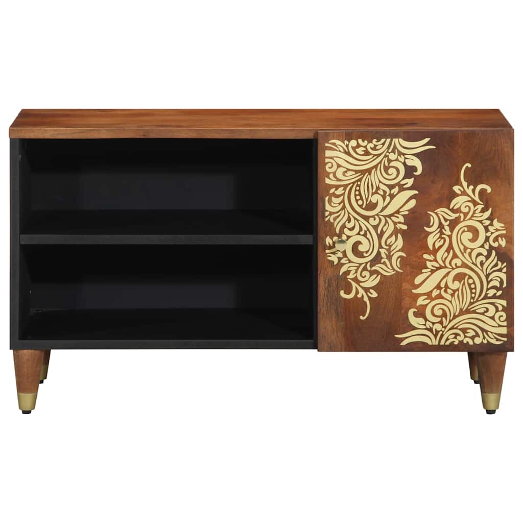 TV szekrény polcokkal Méz barna 80 x 33 x 46 cm Tömör Mangófát