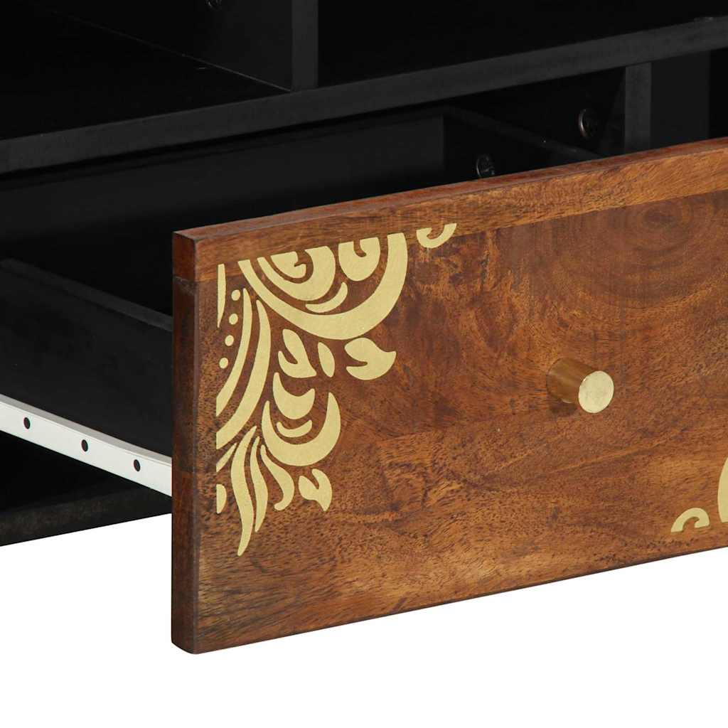 TV szekrény fiókkal Méz barna 100 x 33 x 46 cm Tömör Mangófát