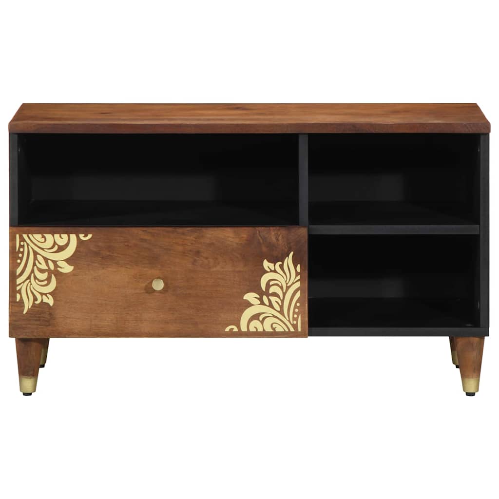 TV szekrény fiókkal Méz barna 80 x 33 x 46 cm Tömör Mangófát