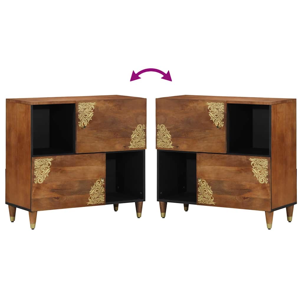 Széf polcokkal tárolóval Barna 80 x 33 x 75 cm Tömör Mangófát