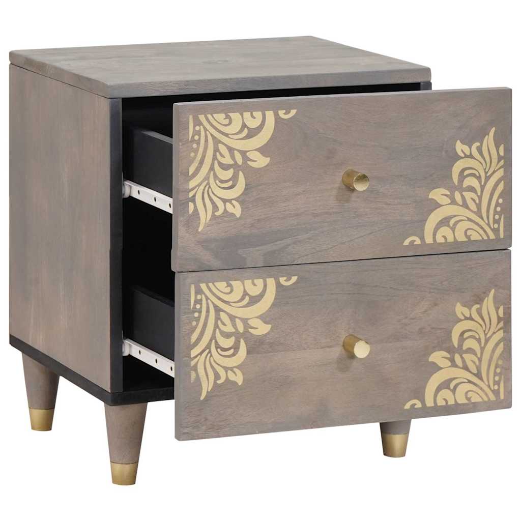 Éjjeliszekrény 2 pcs Szürke 40 x 33 x 46 cm Tömör Mangófát