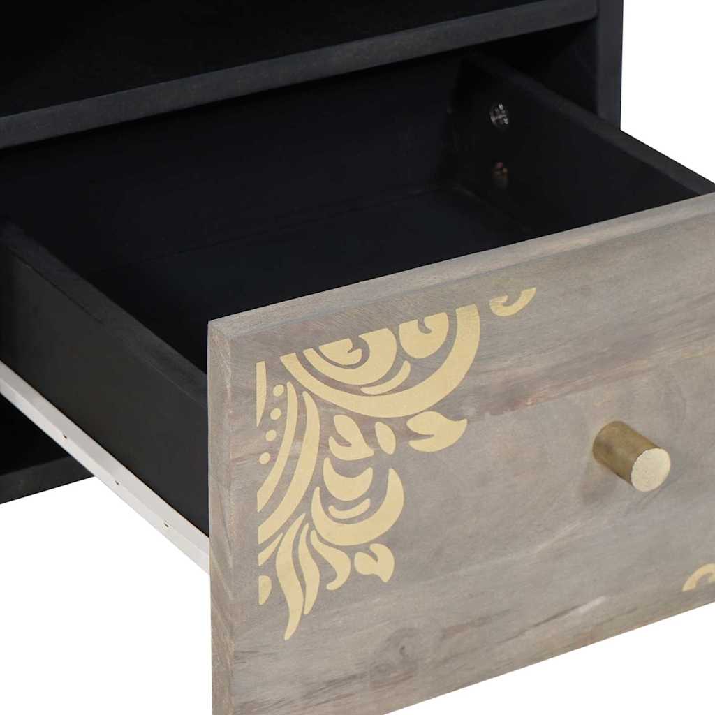 TV szekrény fiókkal Szürke 70 x 33 x 46 cm Tömör Mangófát