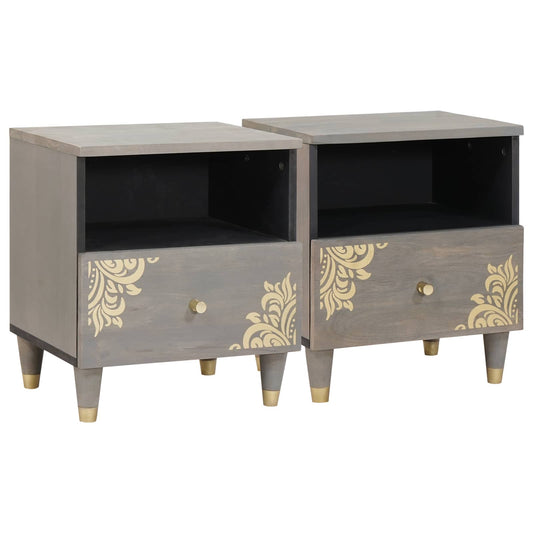 Éjjeliszekrény 2 pcs Szürke 40 x 33 x 46 cm Tömör Mangófát