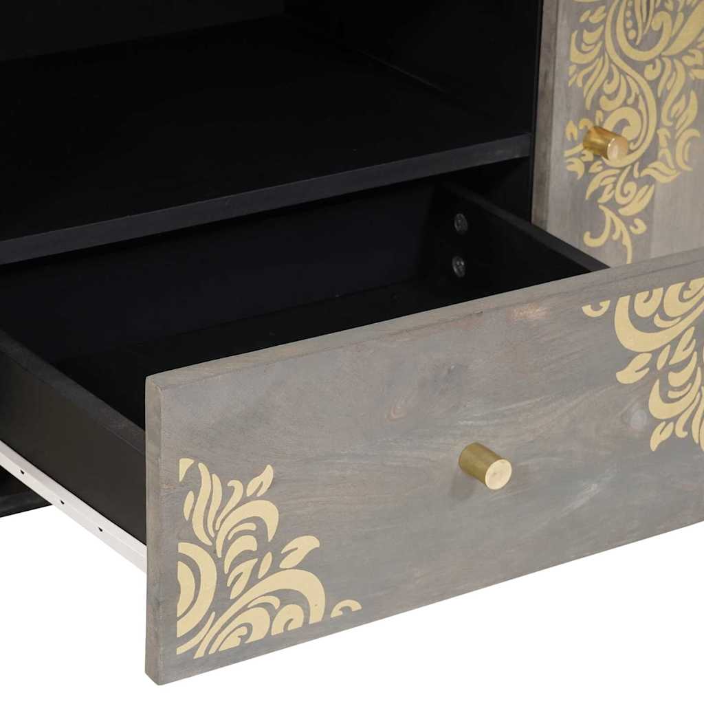 TV szekrény fiókkal Szürke 105 x 33 x 46 cm Tömör Mangófát