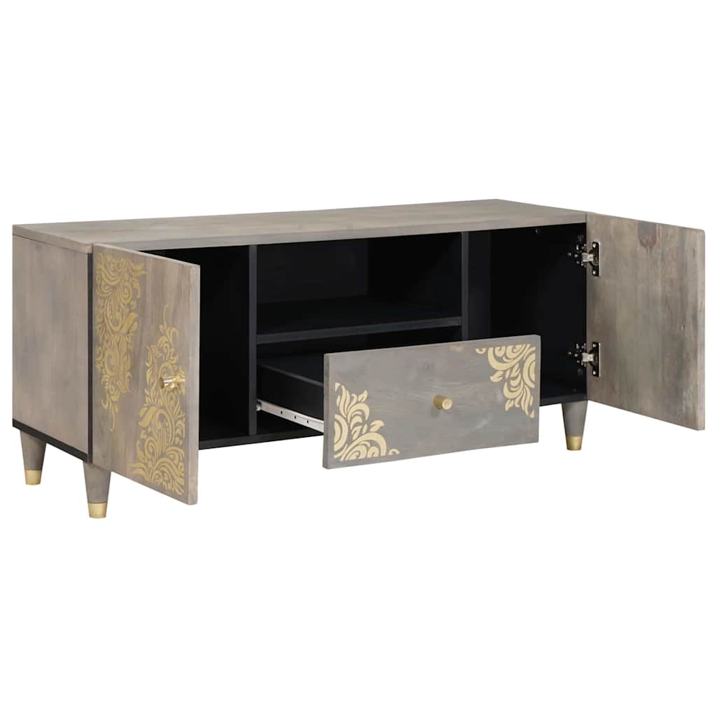 TV szekrény fiókkal Szürke 105 x 33 x 46 cm Tömör Mangófát