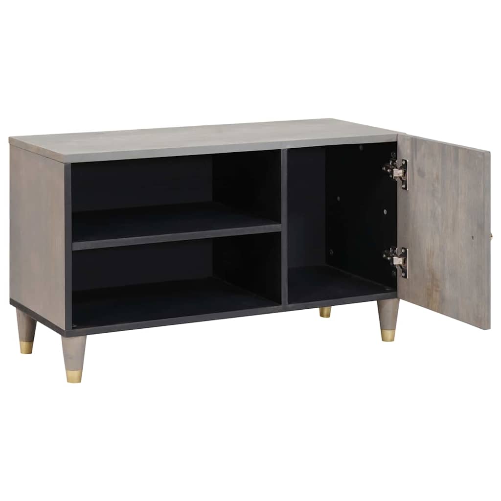 TV szekrény polcokkal Szürke 80 x 33 x 46 cm Tömör Mangófát