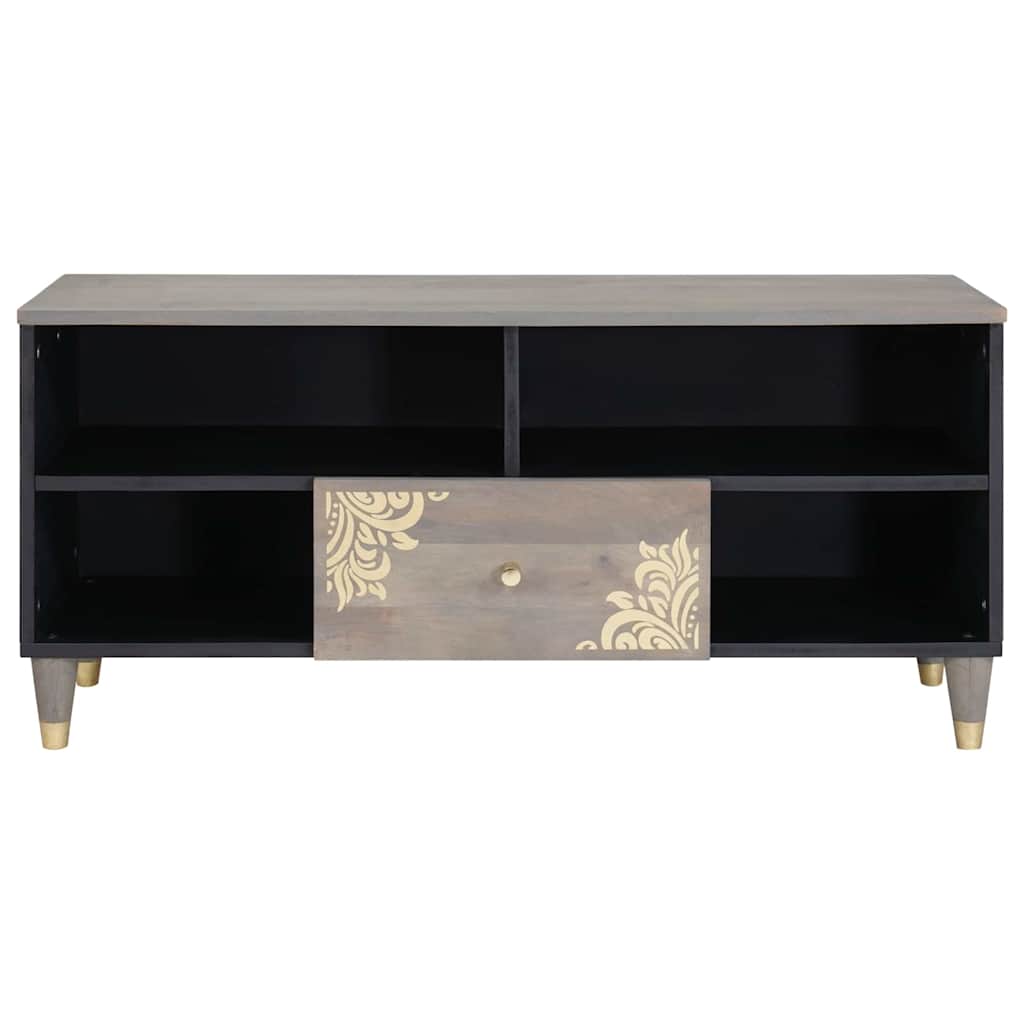 TV szekrény fiókkal Szürke 100 x 33 x 46 cm Tömör Mangófát