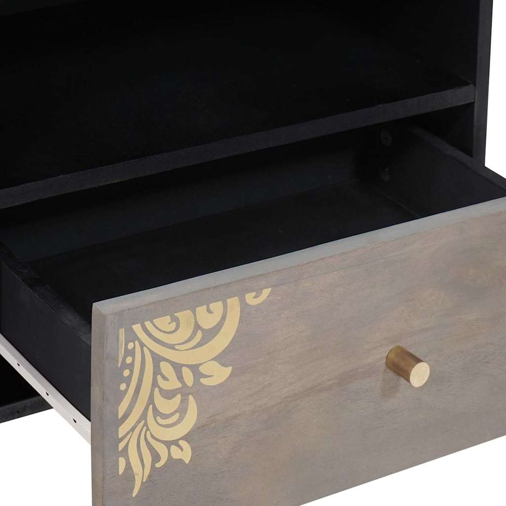 TV szekrény fiókkal Szürke 80 x 33 x 46 cm Tömör Mangófát