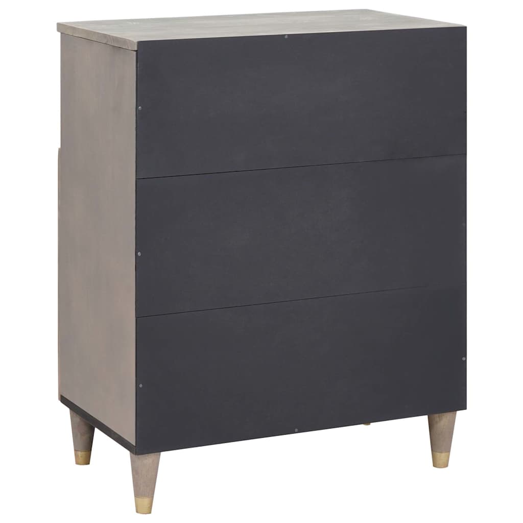 Széf polcokkal Szürke és Arany 60 x 33 x 75 cm Tömör Mangófát