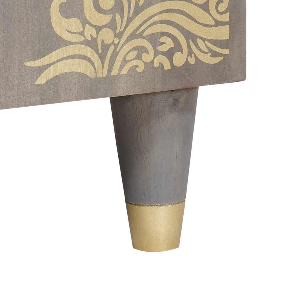 Széf polcokkal Szürke és Arany 60 x 33 x 75 cm Tömör Mangófát