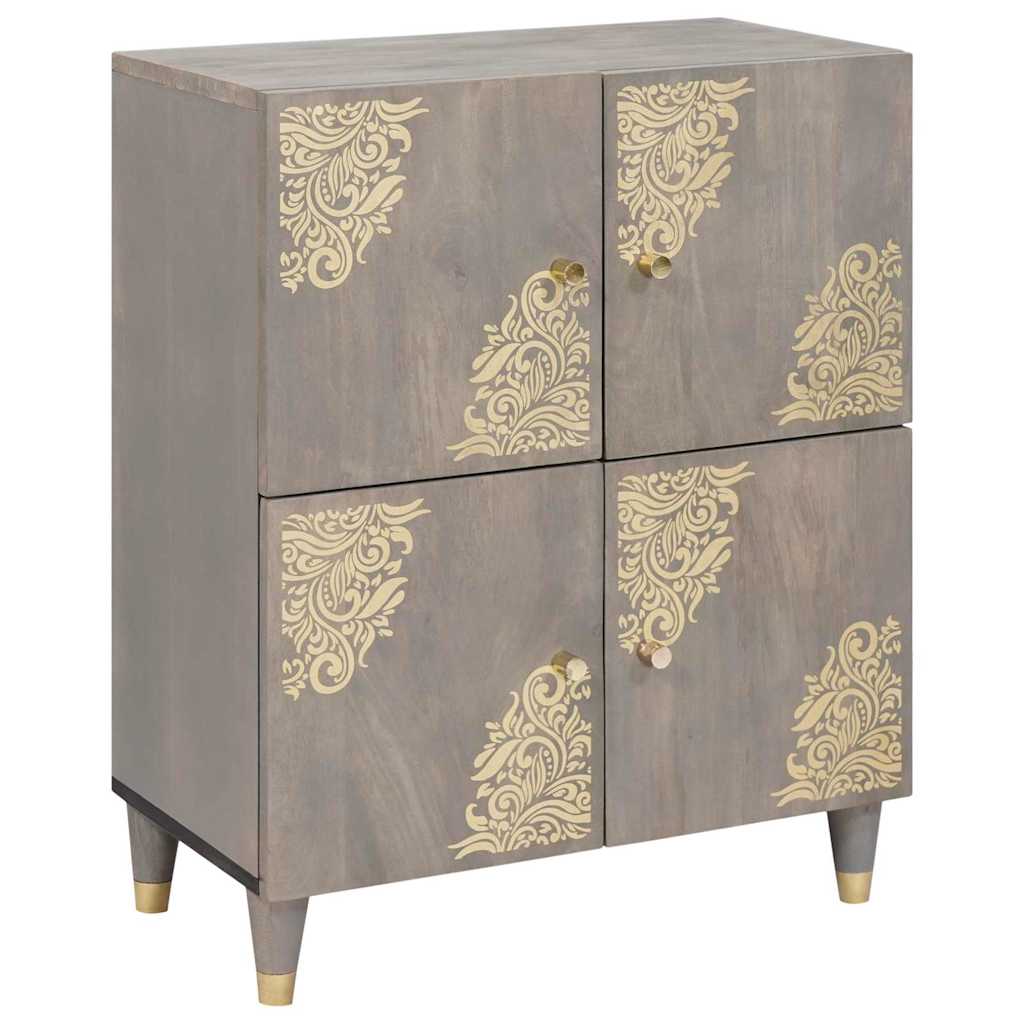 Széf polcokkal Szürke és Arany 60 x 33 x 75 cm Tömör Mangófát