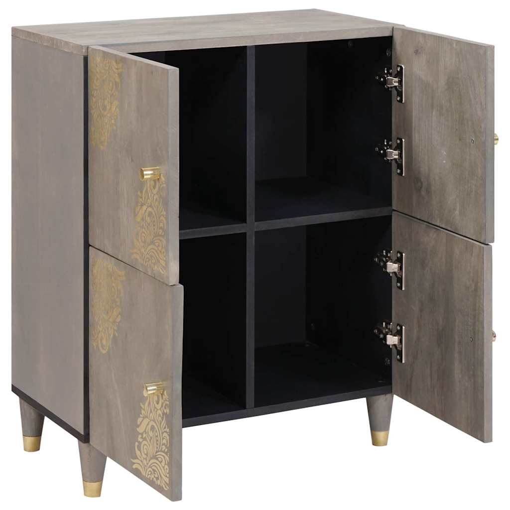 Széf polcokkal Szürke és Arany 60 x 33 x 75 cm Tömör Mangófát