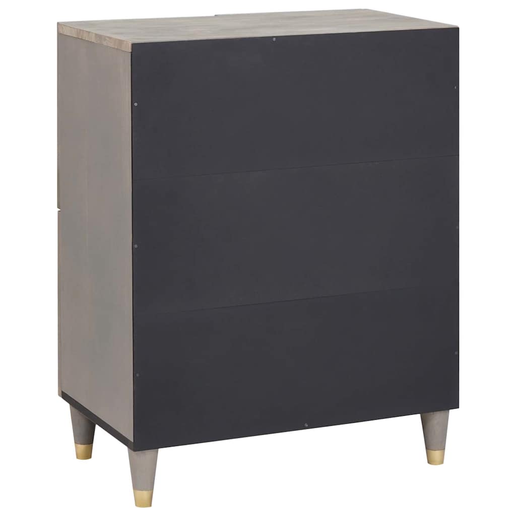 Széf polcokkal Szürke és Arany 60 x 33 x 75 cm Tömör Mangófát