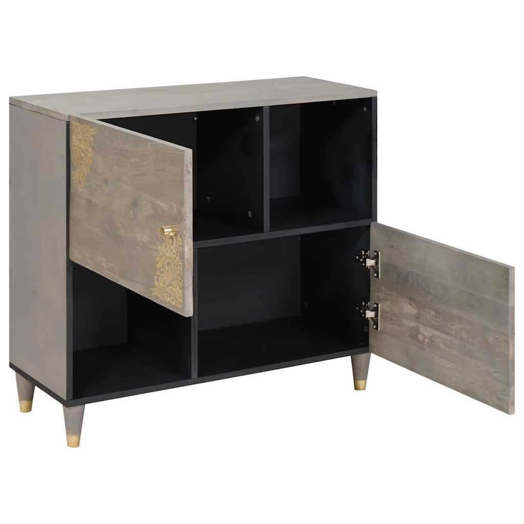 Széf polcokkal Szürke és Arany 80 x 33 x 75 cm Tömör Mangófát