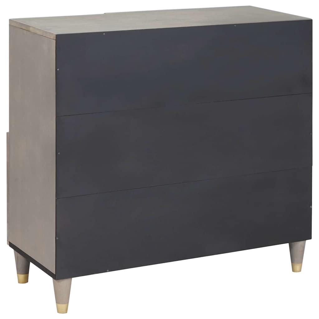 Széf polcokkal Szürke és Arany 80 x 33 x 75 cm Tömör Mangófát
