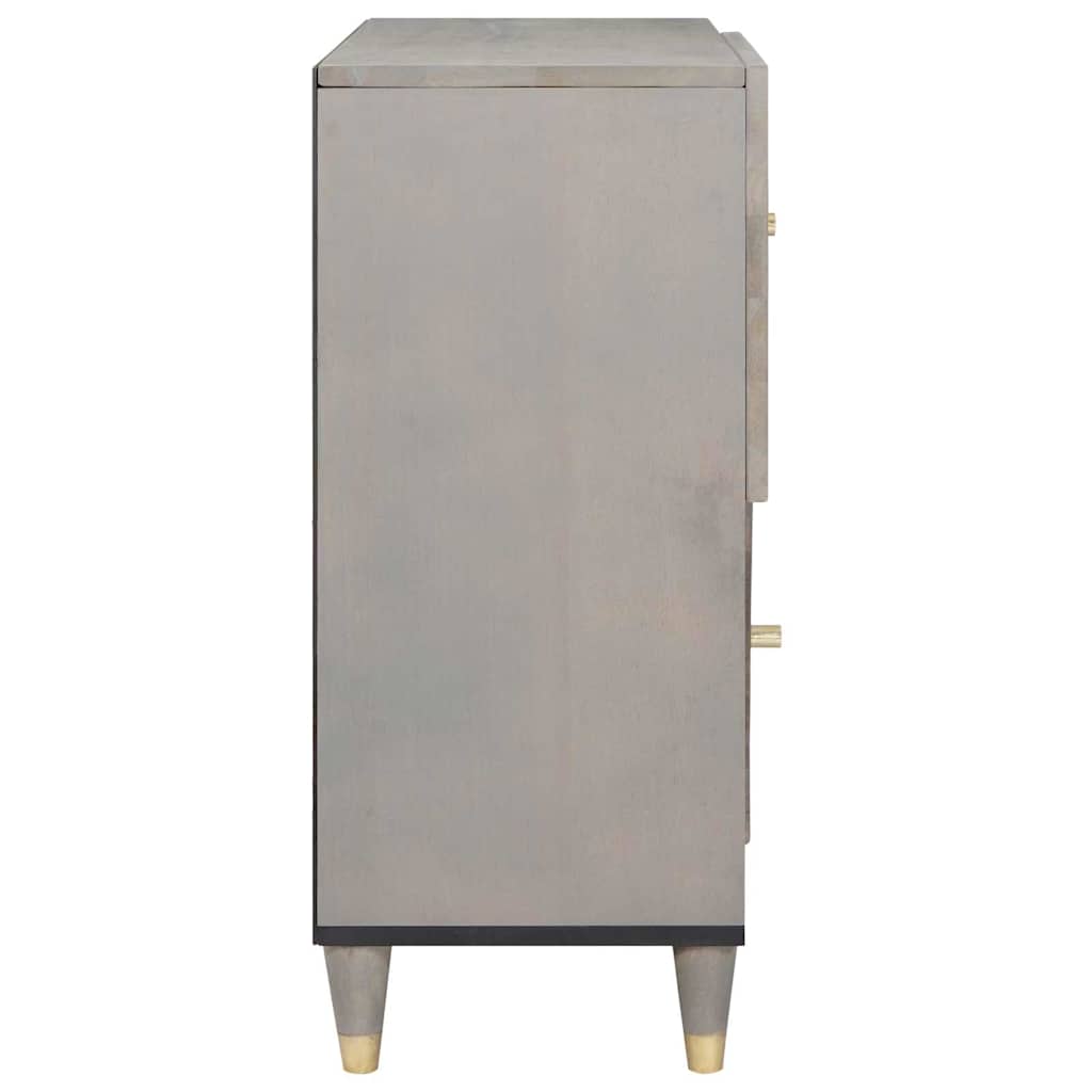 Széf polcokkal Szürke és Arany 80 x 33 x 75 cm Tömör Mangófát