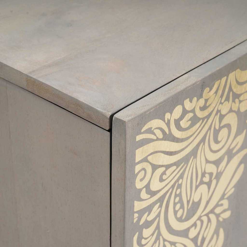 Széf polcokkal Szürke és Arany 90 x 33 x 75 cm Tömör Mangófát