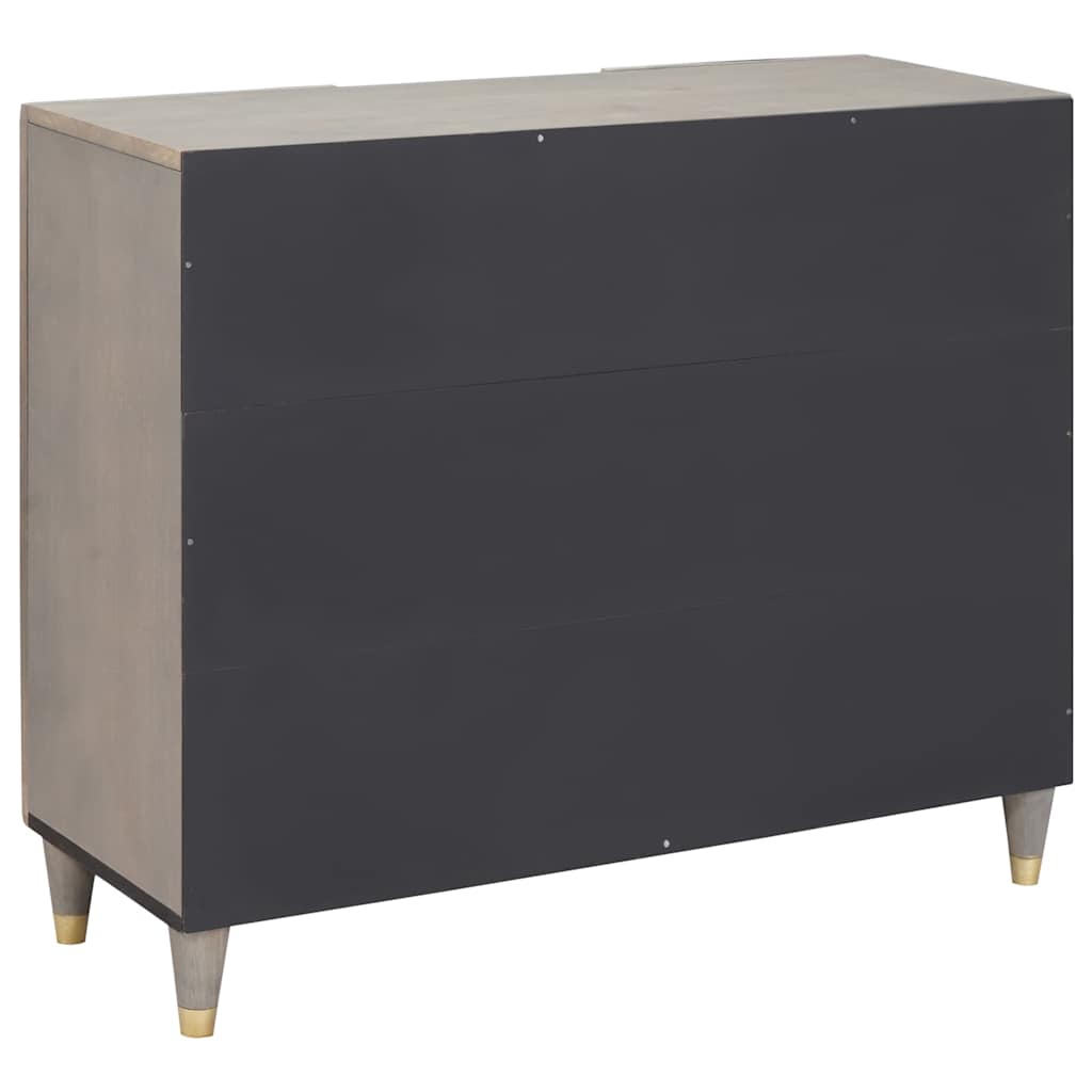 Széf polcokkal Szürke és Arany 90 x 33 x 75 cm Tömör Mangófát