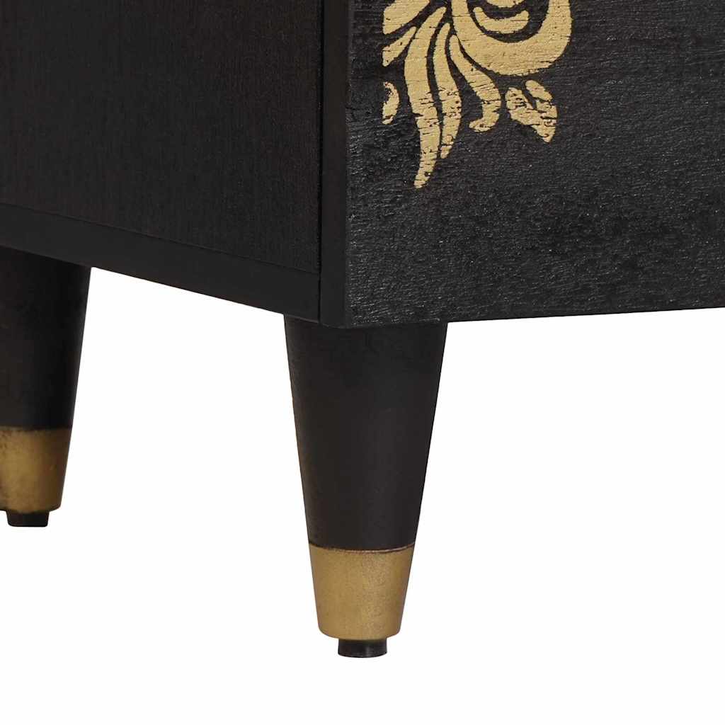 Éjjeliszekrény 2 pcs Fekete 40 x 33 x 46 cm Tömör Mangófát