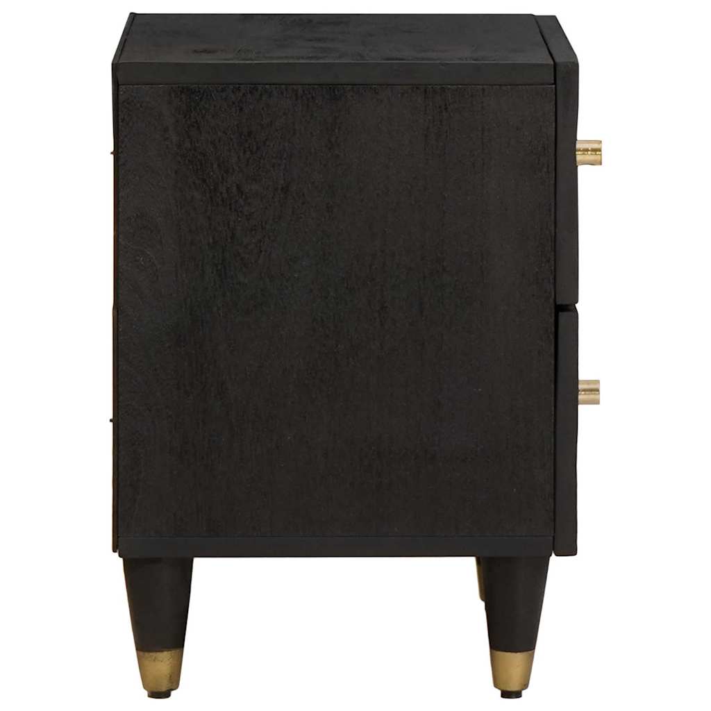 Éjjeliszekrény 2 pcs Fekete 40 x 33 x 46 cm Tömör Mangófát