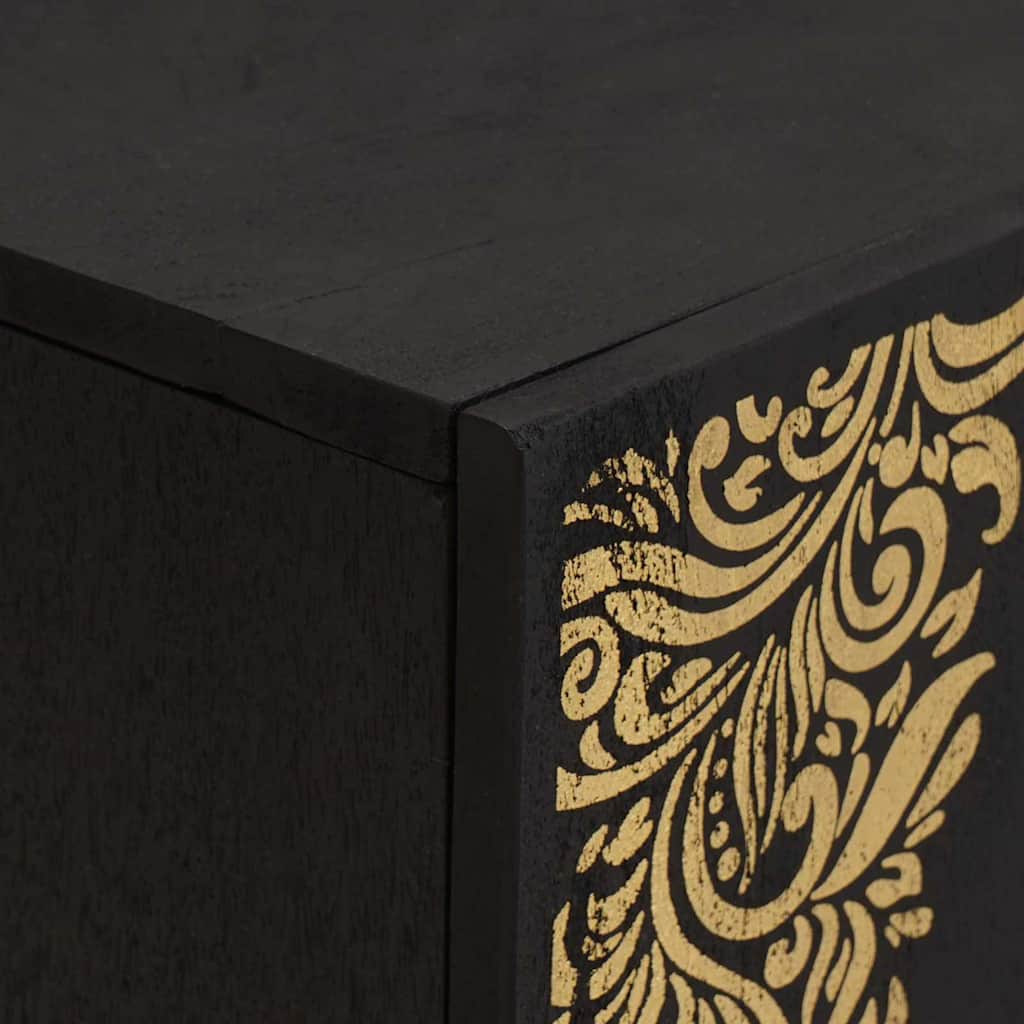 TV szekrény polcokkal Fekete 105 x 33 x 46 cm Tömör Mangófát