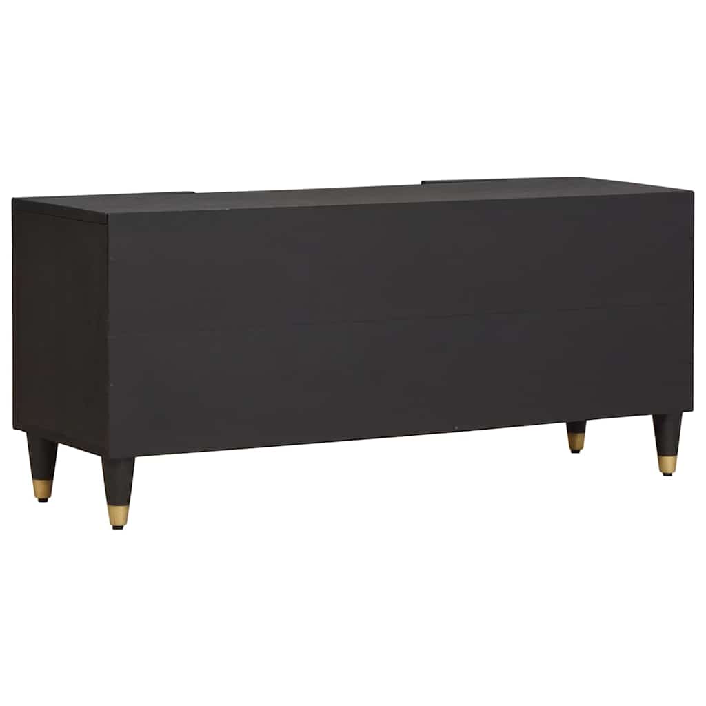 TV szekrény polcokkal Fekete 105 x 33 x 46 cm Tömör Mangófát