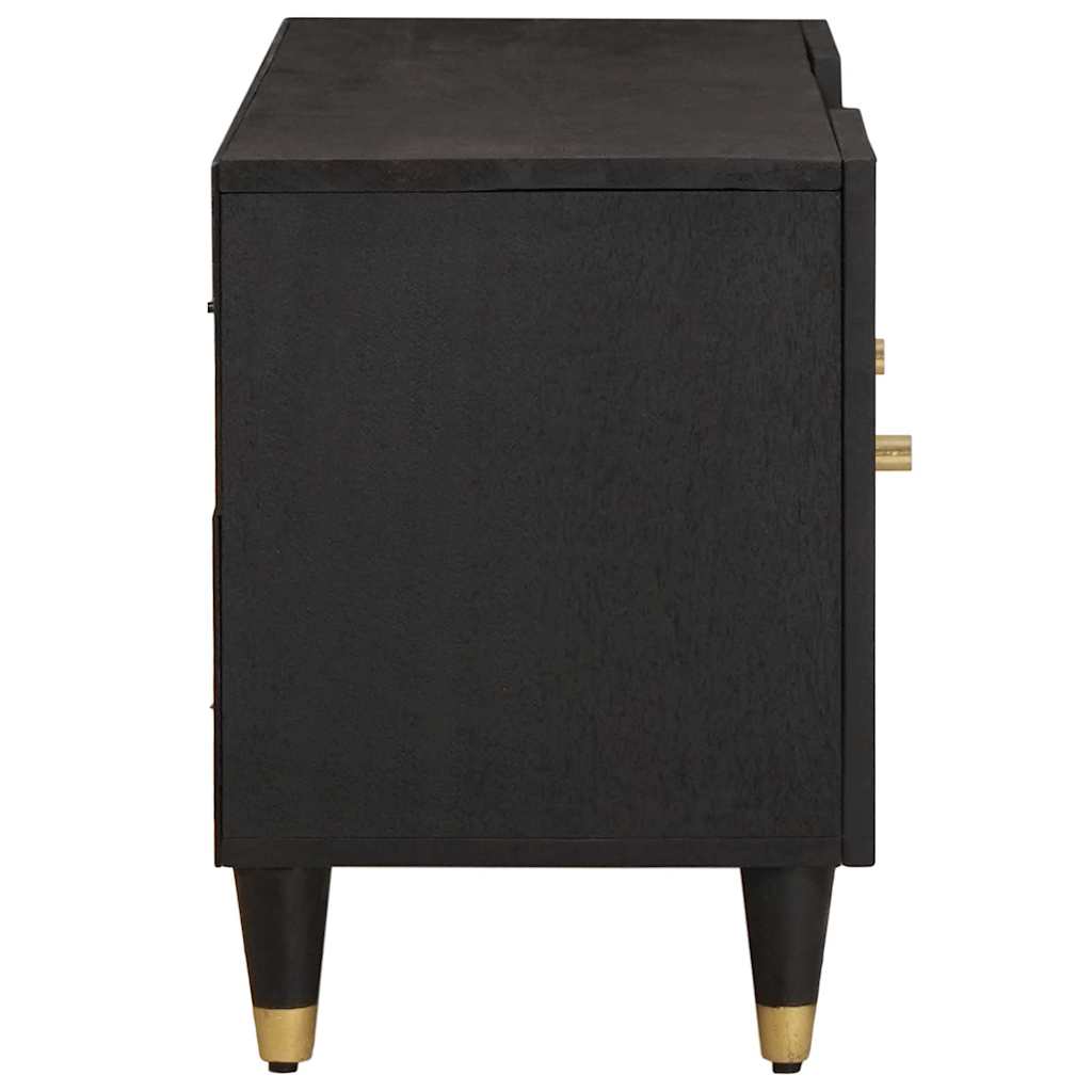 TV szekrény polcokkal Fekete 105 x 33 x 46 cm Tömör Mangófát