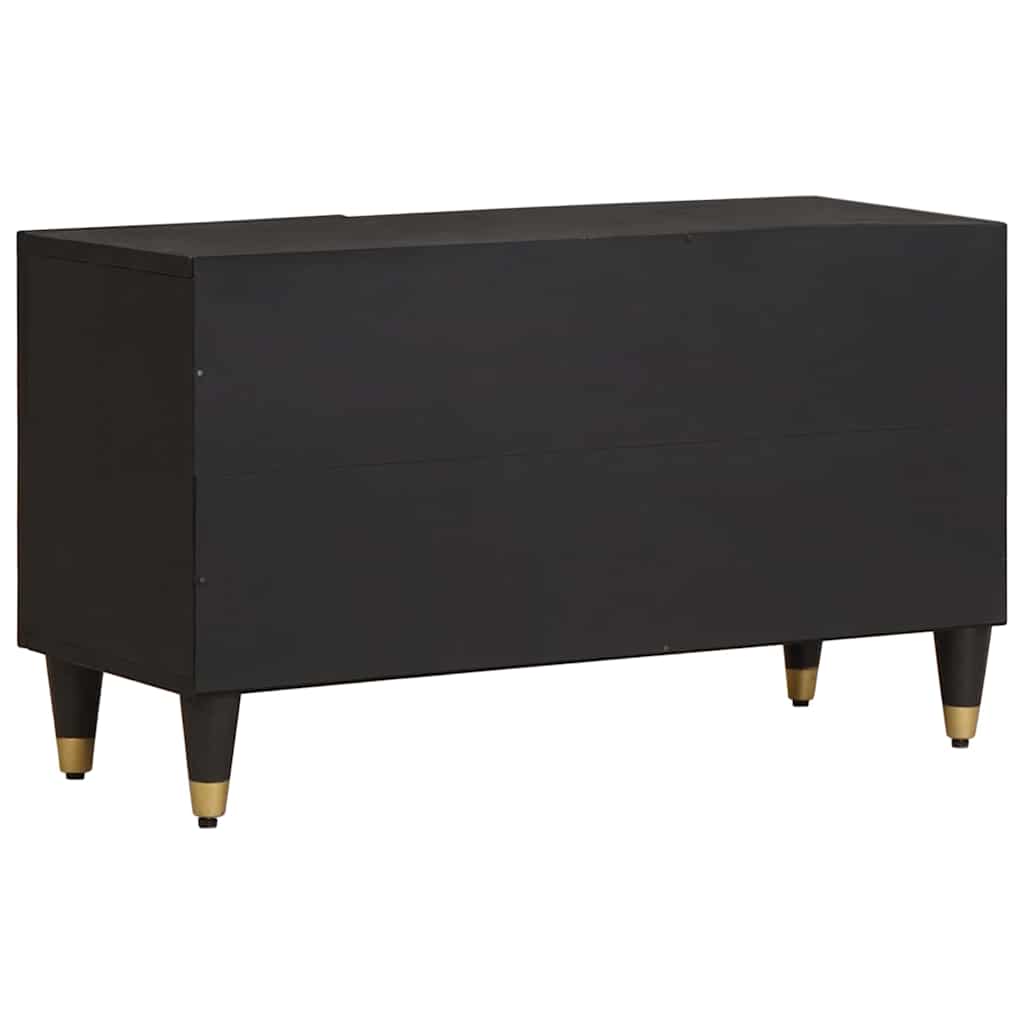 TV szekrény polcokkal Fekete 80 x 33 x 46 cm Tömör Mangófát
