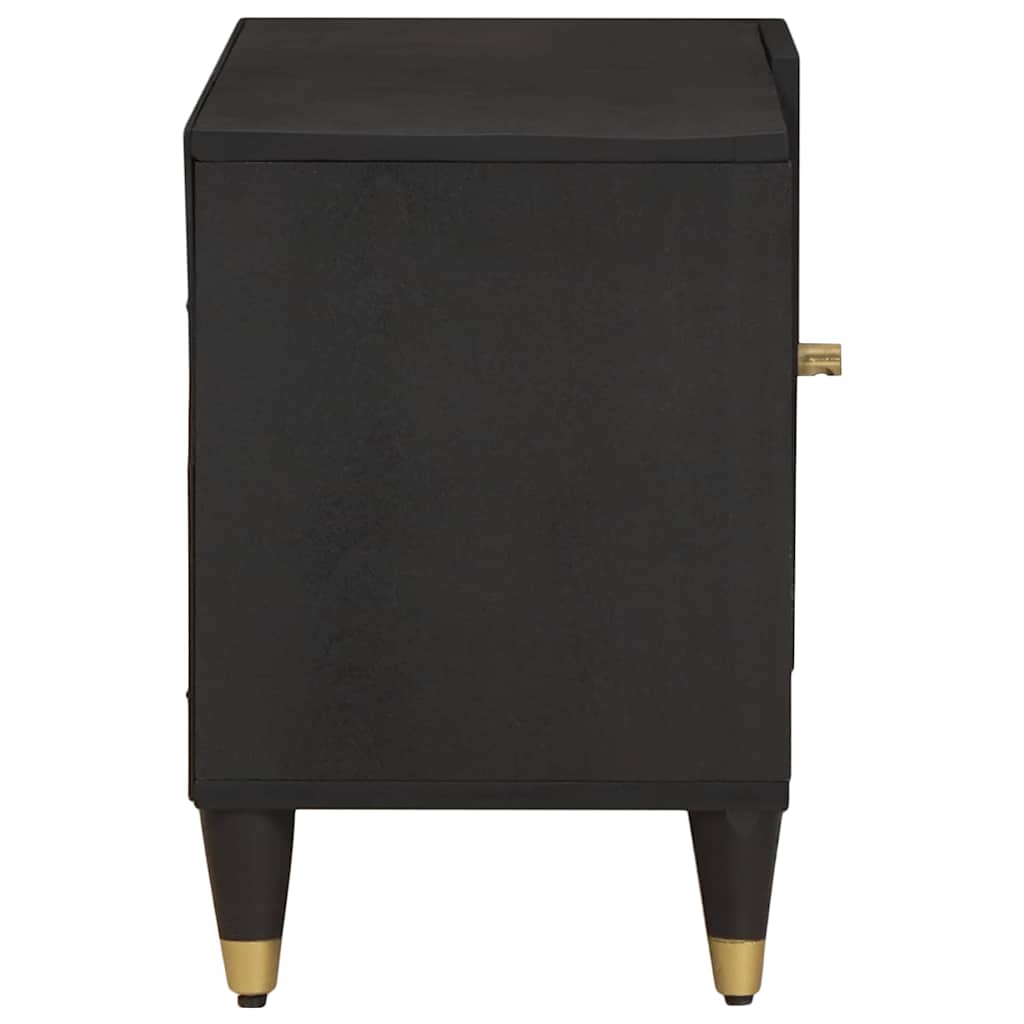 TV szekrény polcokkal Fekete 80 x 33 x 46 cm Tömör Mangófát