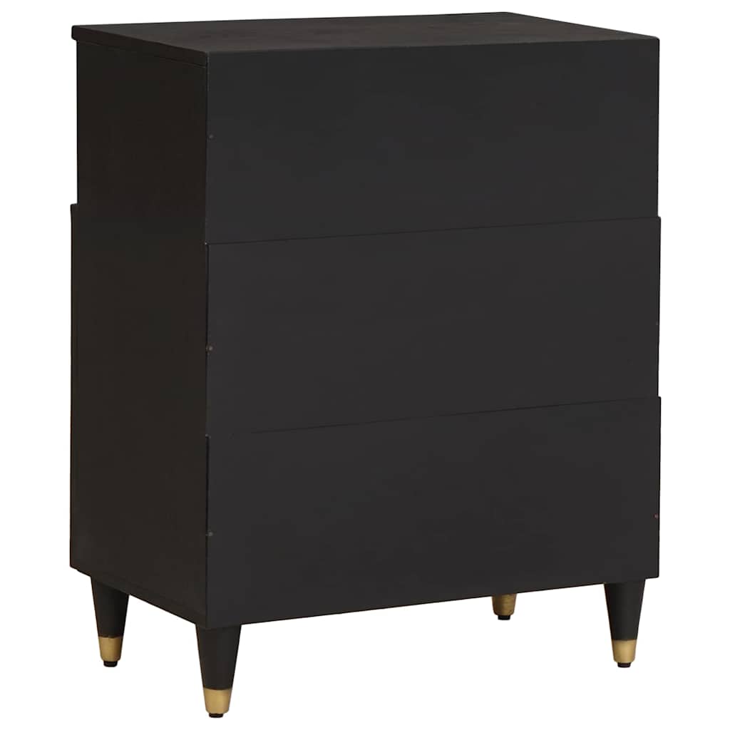 Széf polcokkal tárolóval Fekete 60 x 33 x 75 cm Tömör Mangófát