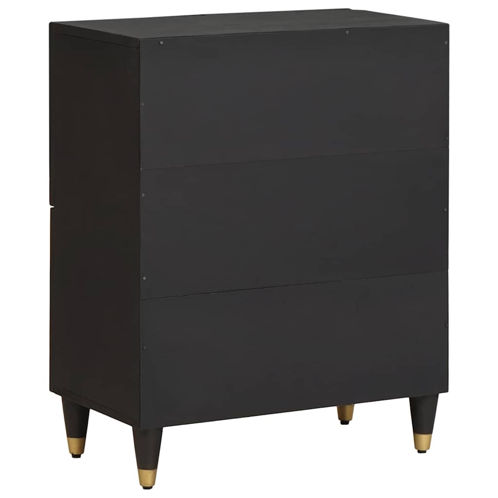 Széf polcokkal tárolóval Fekete 60 x 33 x 75 cm Tömör Mangófát