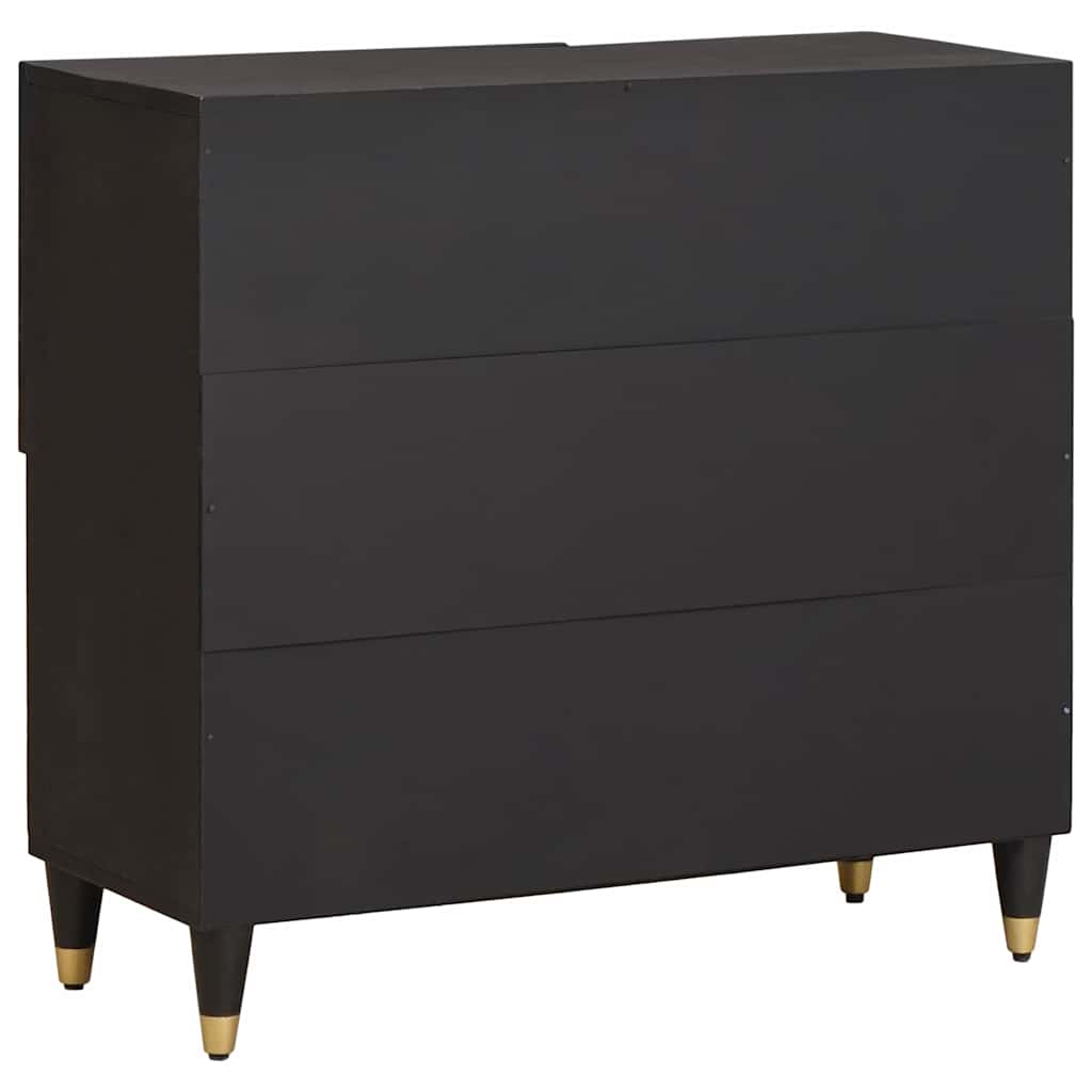 Széf polcokkal tárolóval Fekete 80 x 33 x 75 cm Tömör Mangófát
