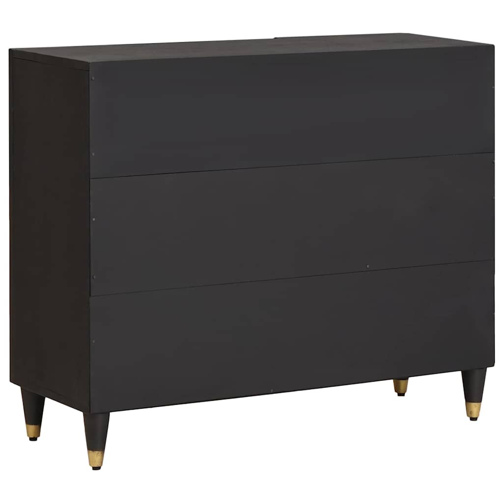 Széf polcokkal tárolóval Fekete 90 x 33 x 75 cm Tömör Mangófát