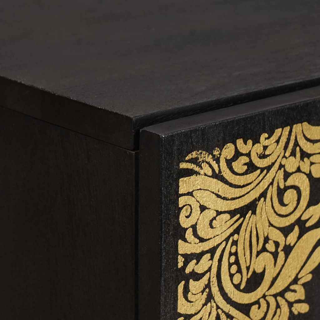 Magasfiú polcokkal Fekete 40 x 33 x 110 cm Tömör Mangófát
