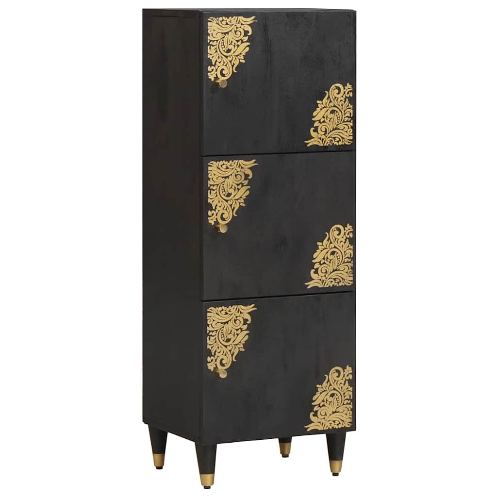 Magasfiú polcokkal Fekete 40 x 33 x 110 cm Tömör Mangófát