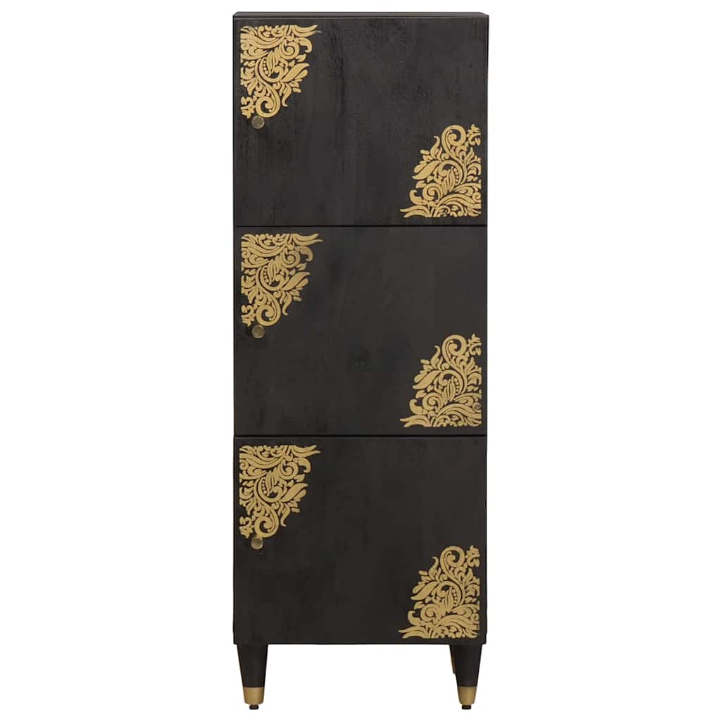Magasfiú polcokkal Fekete 40 x 33 x 110 cm Tömör Mangófát