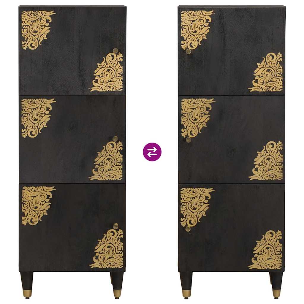 Magasfiú polcokkal Fekete 40 x 33 x 110 cm Tömör Mangófát